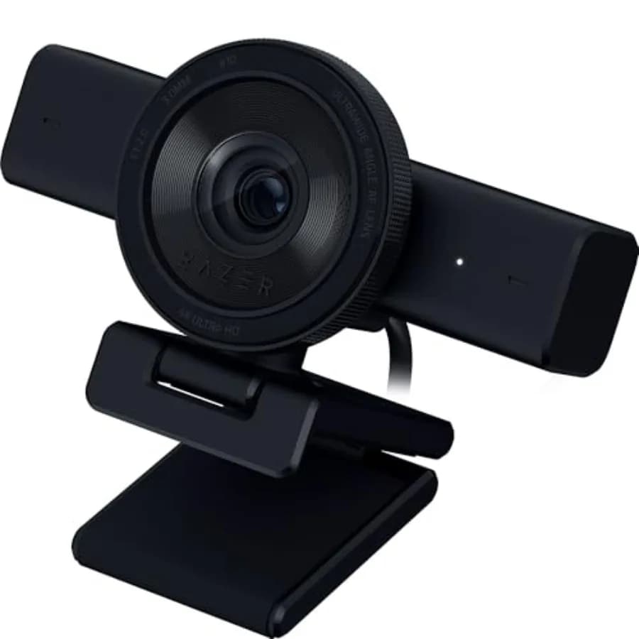 Webcam Kiyo V2 for Streaming 4K 30 FPS 1080p 60 FPS with Automatic AI, Ultra-Ampia lens, Integrated Microphone and Privacy, Black, for OBS and Discord
