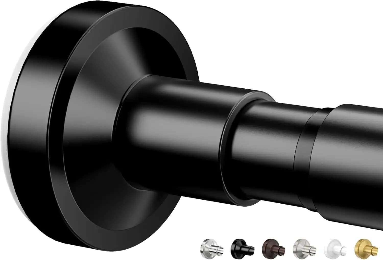 Shower Curtain Rod Adjustable 32-75 Inches Spring Tension Rod Non-Slip Stainless Steel for Bathroom Window Room Divider Black