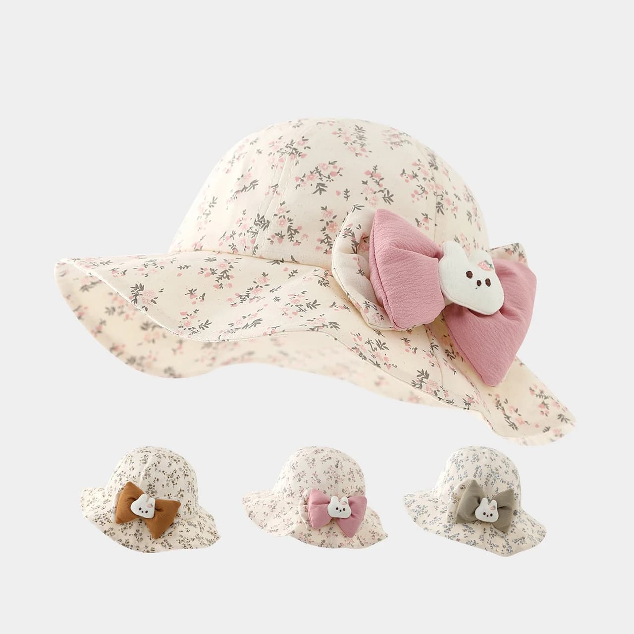 Cappello a secchiello per bambina con bordo arricciato, primavera estate, 1-3 anni, con fiocco floreale, cappello da pescatore per bambine, cappelli da sole, principessa
