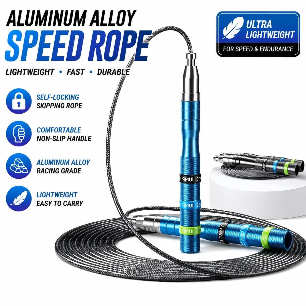Adjustable Speed Jump Rope Aluminum Alloy Skipping Rope Tangle Free for Men Women Boxing CrossFit Fitness Workout Gym Exercise