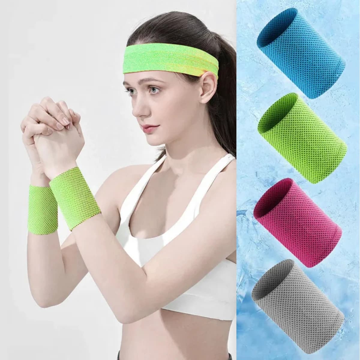 1pc braccialetto sportivo estivo per le mani supporto per il polso traspirante in seta di ghiaccio unisex uomo donna palestra ciclismo sollevamento pesi tutore per polso avvolgente