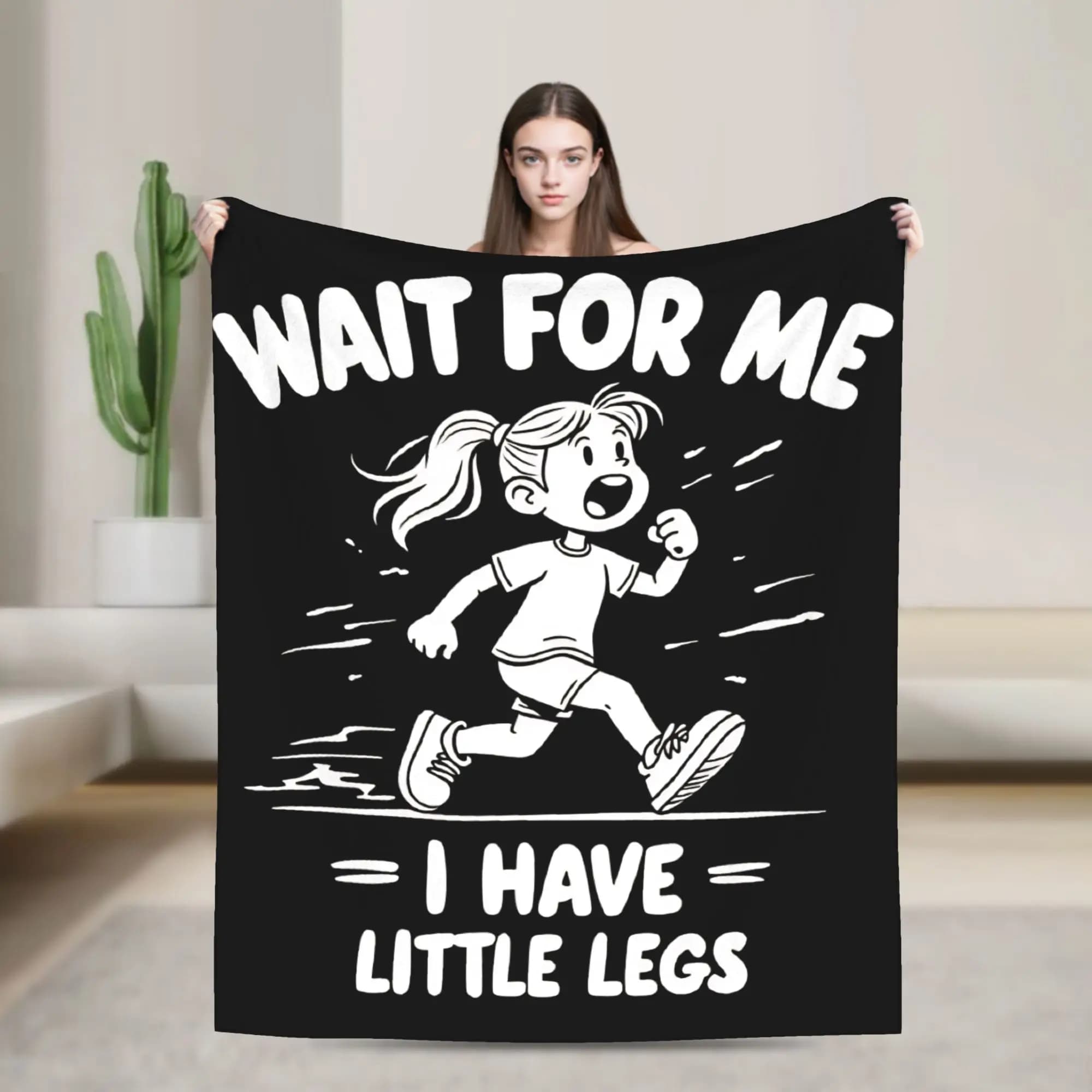 Coperta in flanella con stampa 'Wait For Me I Have Little Legs Runner', calda e morbida, ideale per viaggi, copriletto, copridivano.