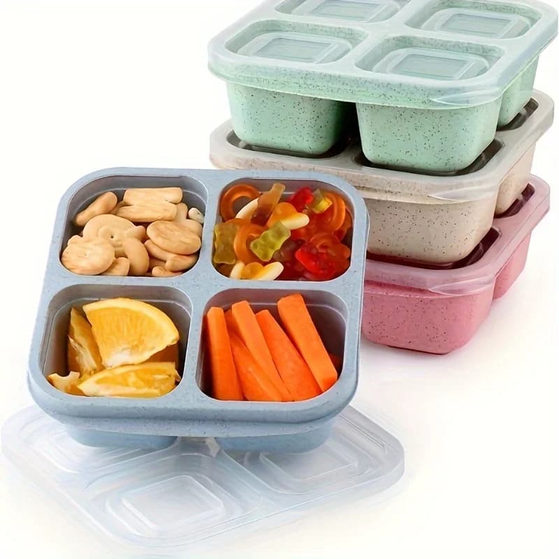 4 pezzi, scatole Bento, contenitori per snack, scatole per il pranzo, contenitori per il pranzo riutilizzabili per la preparazione dei pasti a 4 scomparti, per picnic, campeggio, scuola