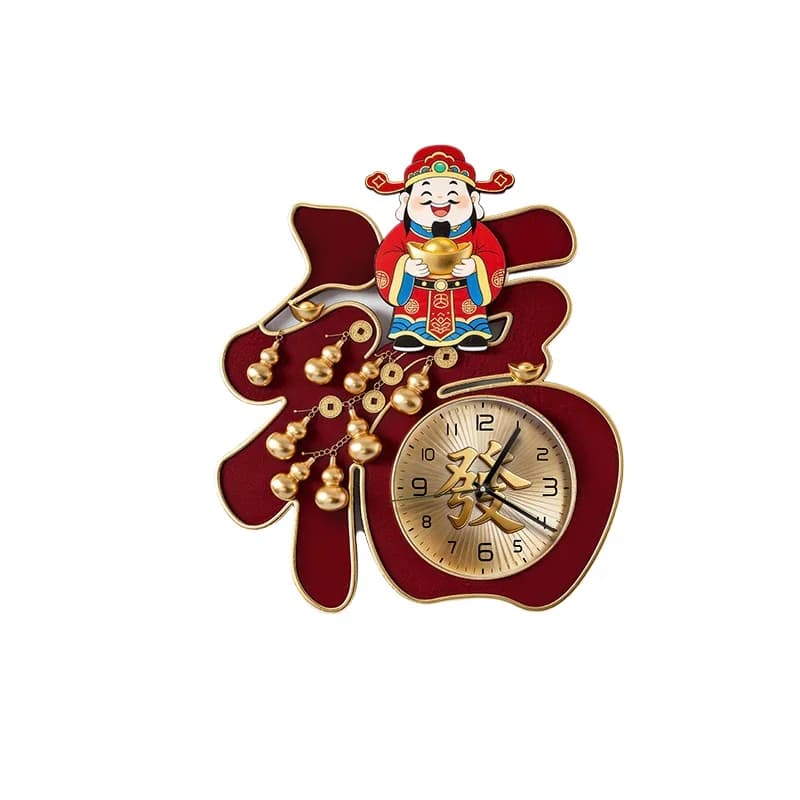 Mobile TV da soggiorno creativo con orologio da tavolo a pendolo con scritta Fu, ornamento da scrivania, orologio da ingresso