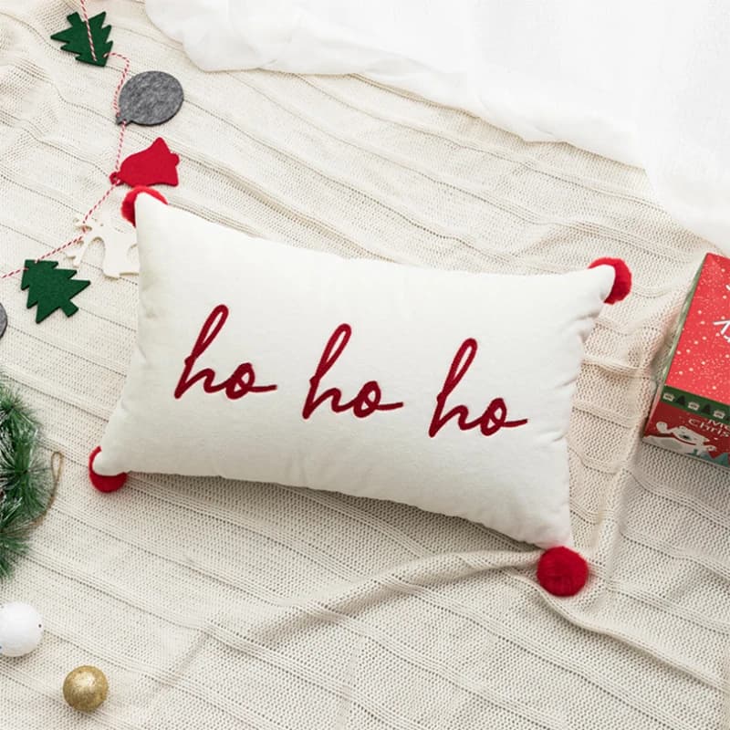 Christmas Pillow Sheet Embroidered Pillow Sheet Printed with Santa Claus Decorative Cartoons Christmas Pillow Sheet for Home Sofa