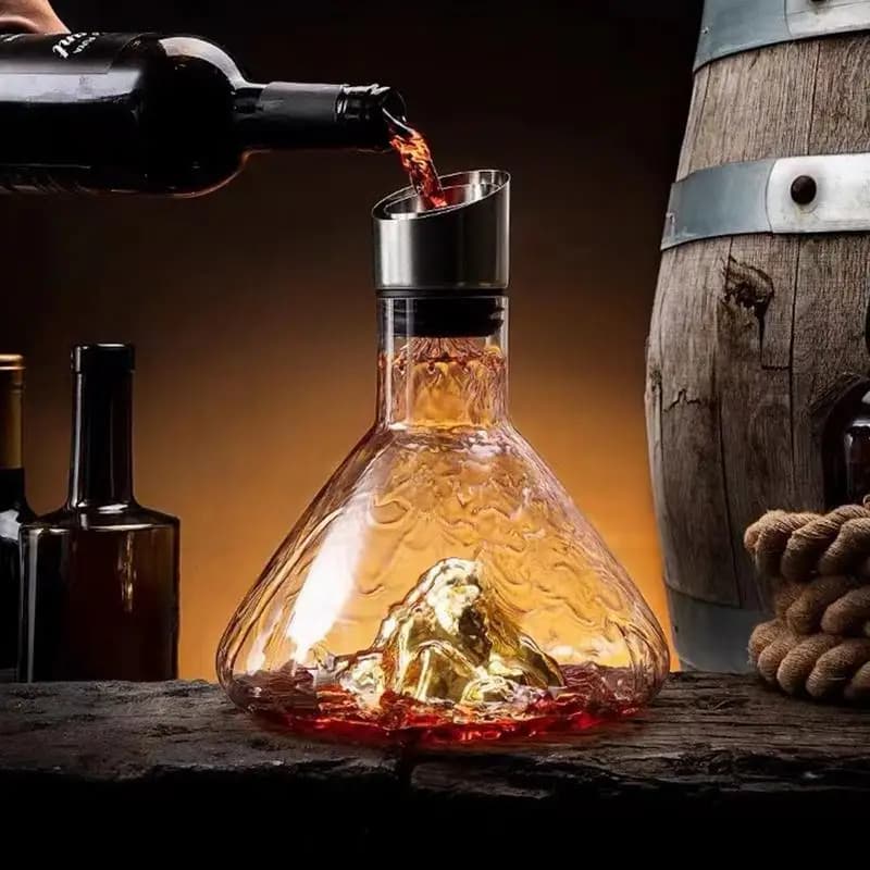 Decanter per vino Aeratore incorporato Versatore Caraffa per vino Decanter per vino rosso Vetro di cristallo soffiato a mano Accessori per vino Decanter 1500ML