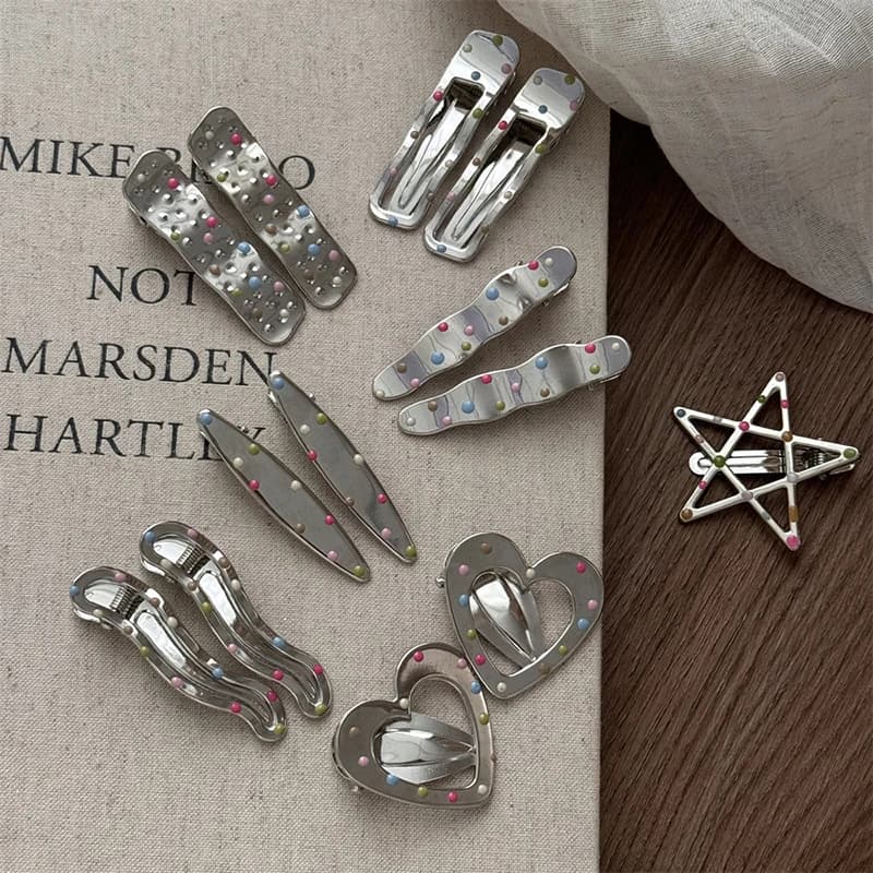 1Pc Silvery Y2k Hair Clips For Women Elegant Metal Duckbill Clip Side Bangs Barrettes Girls Hair Accessories.