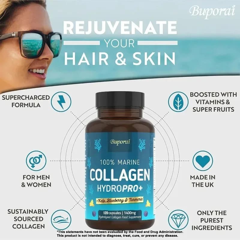 Hydrolyzed Collagen 1400mg - for Skin Health and Articulations, Energy Supplement, Immunite Support, Non-GMO