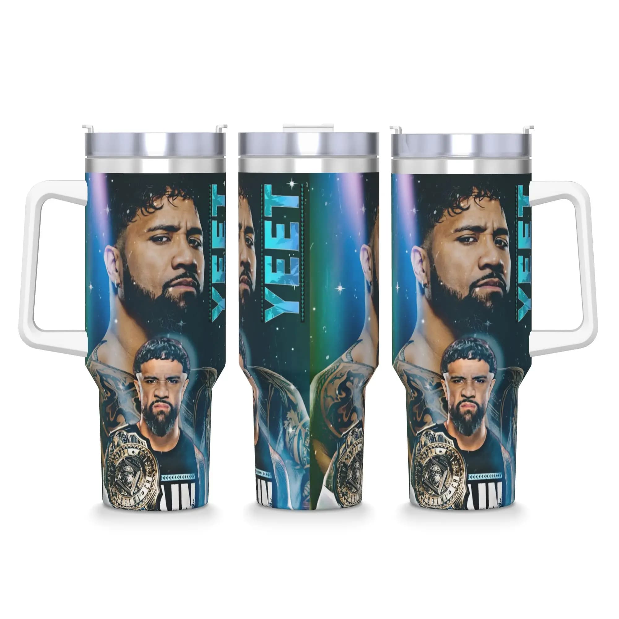 Jey Uso Yeet Wrestling Tumbler Bottiglia di acqua calda e fredda Tazze termiche portatili in acciaio inossidabile Tazze grafiche per auto da viaggio