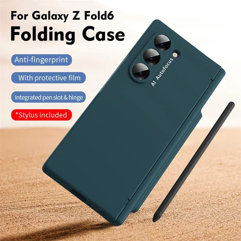 Custodia per telefono con cerniera Fold Edition con penna per Samsung Galaxy Z Fold 6 5 4 3 5G con protezione per lo schermo frontale Cover per slot per penna in vetro