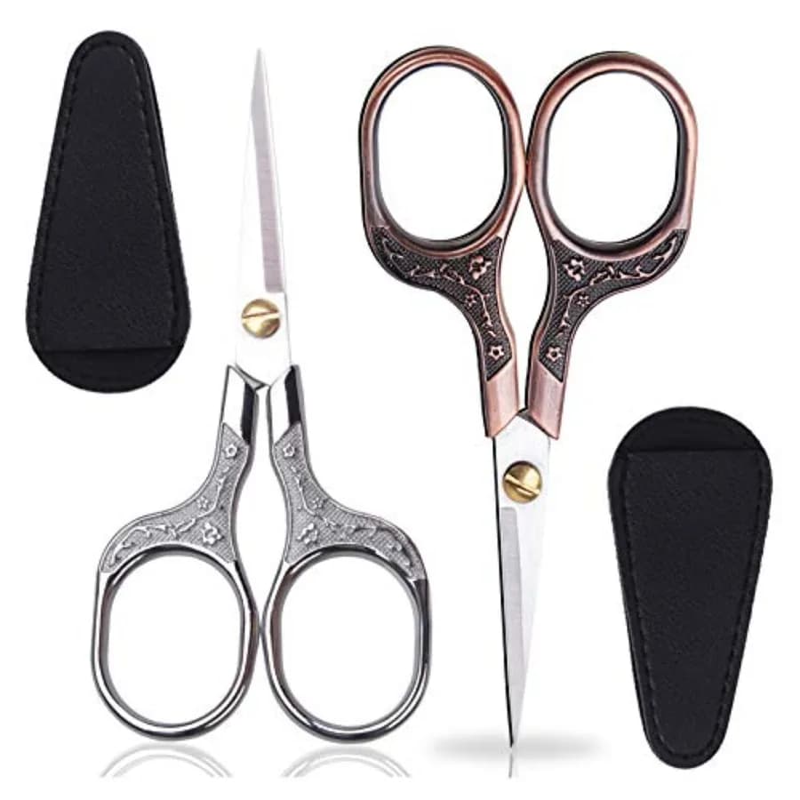 Small Sharp Scissors for Hair Cutting, Beard, Eyebrow, Nose, Facial Hair, Beauty Sewing Trimming Scissors for Embroidery, Yarn