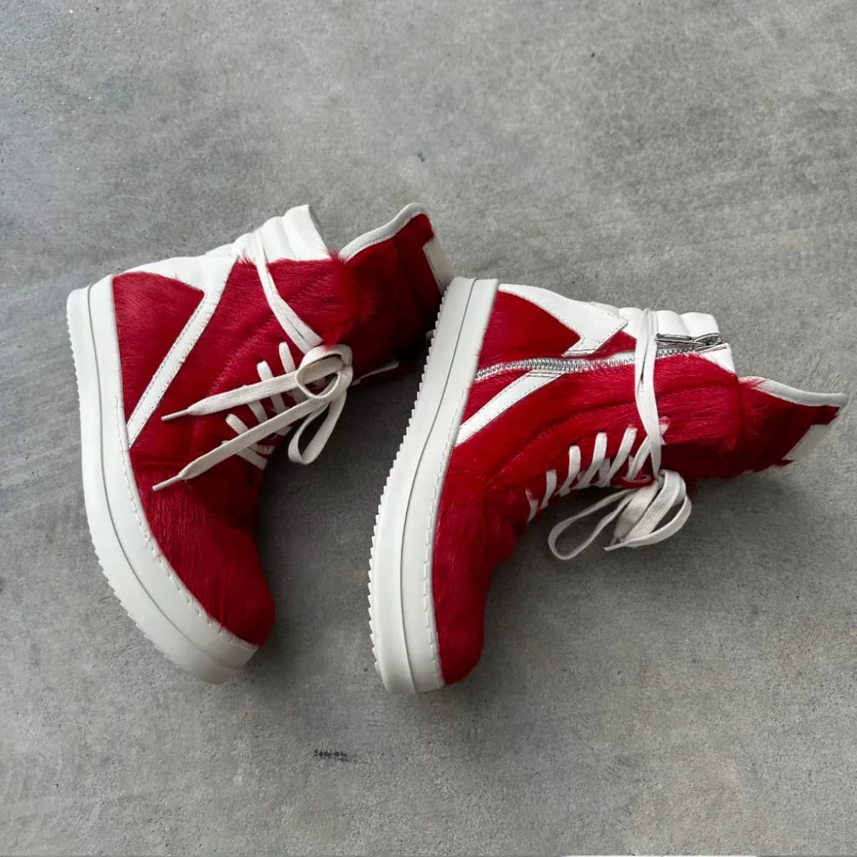 Ro Stivaletti da uomo di lusso Stivaletti in crine di cavallo rosso Sneaker da donna Scarpe alte in crine di cavallo rosso Scarpe casual Sneakers con cerniera
