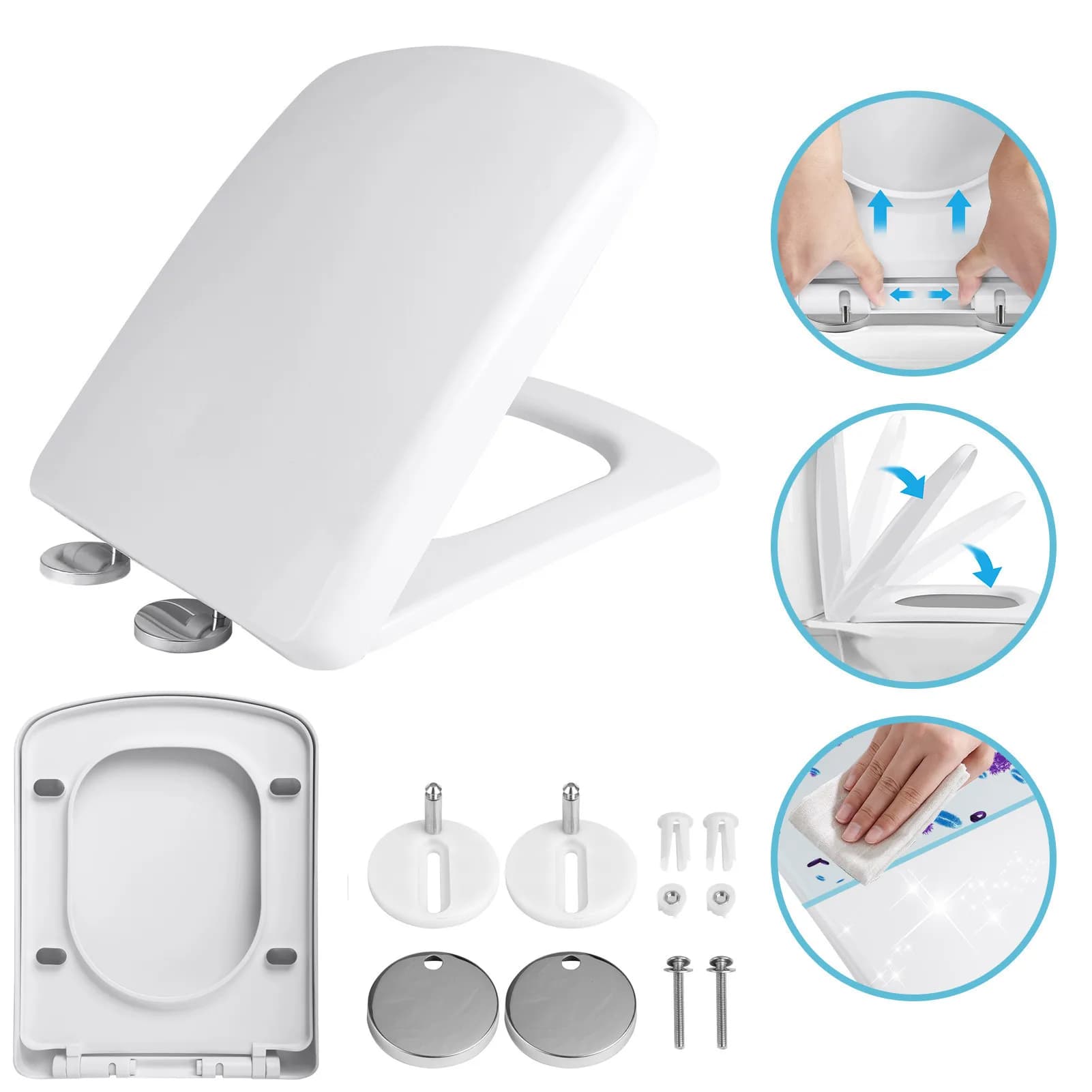 Set cover seat cover square with slow closure Replacement thickened with quick release Simple universal installation for the house