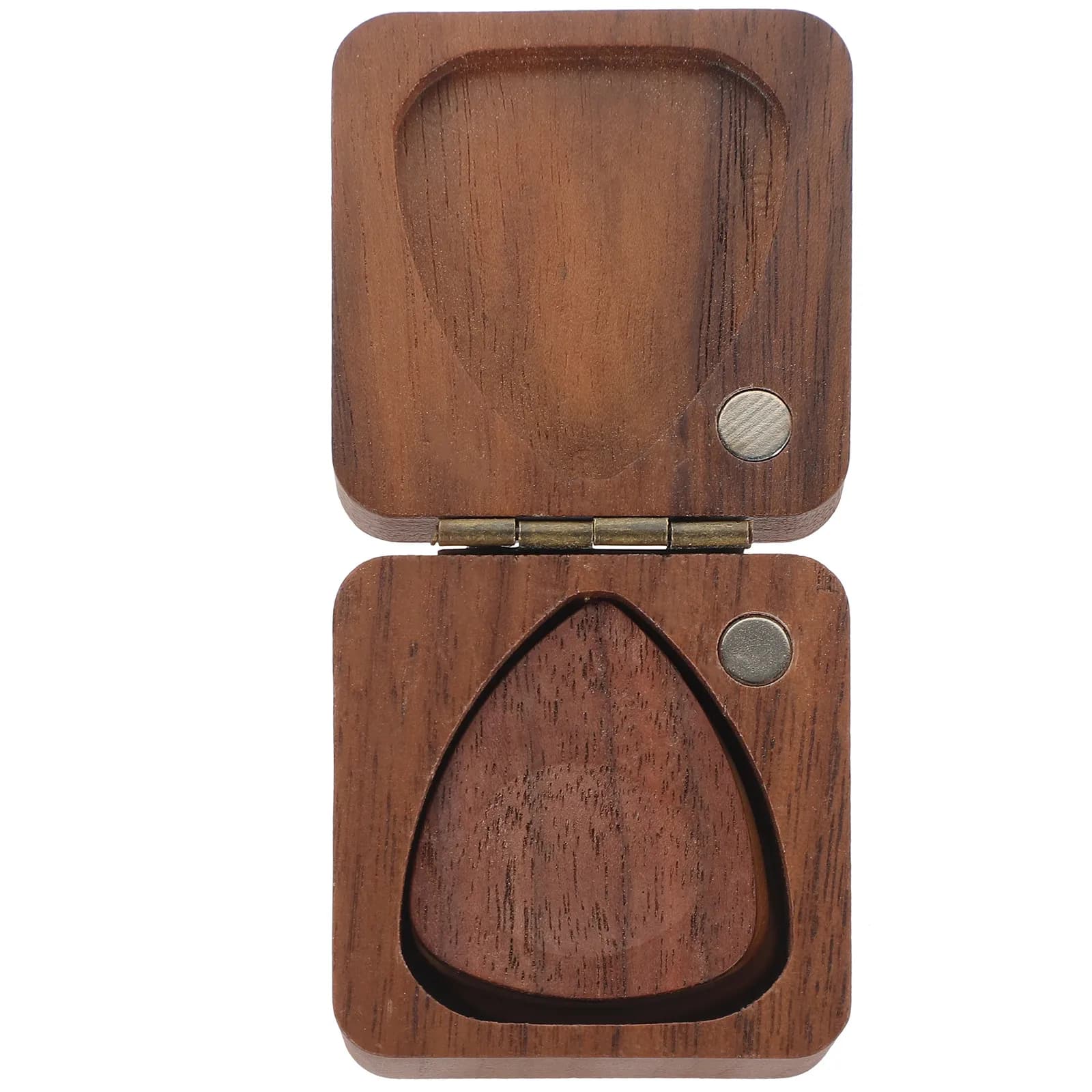Set di 1 plettri in legno spessi a triangolo per chitarra acustica, elettrica, basso, ukulele, per musicisti folk, pratica, performance, con scatola portaoggetti