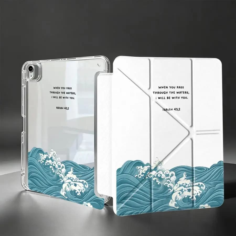 With Pen Slot Cover Tablet Case For Samsung Galaxy Tab S8 S7 FE S10 Lite A9 Plus S9 Plus A11 A8 Cartoon Wave