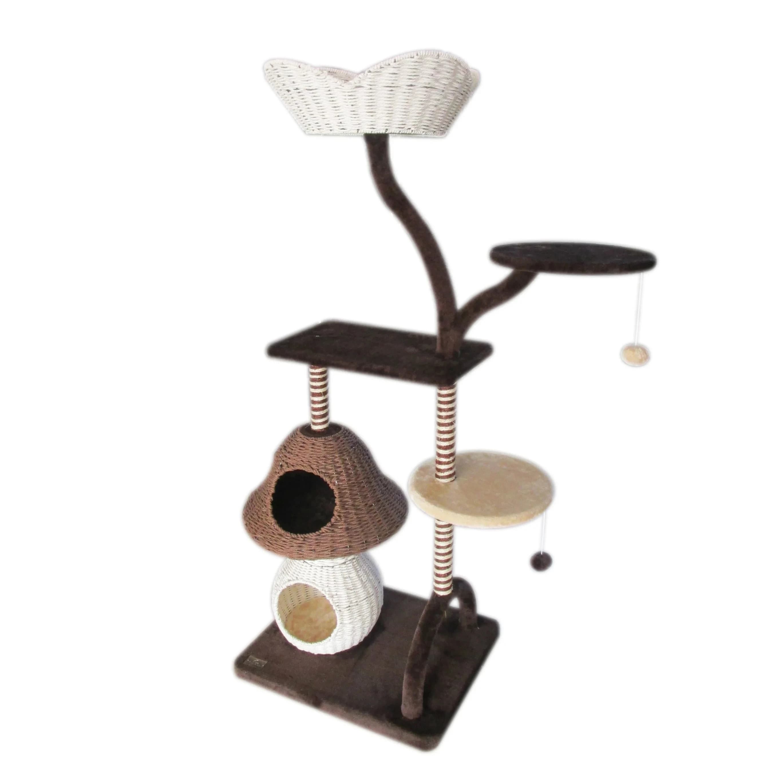 Wholesale Luxury Cat Trees Quality Fashion Design for Large Cats Wood and Plush Material Supply Carton Packing