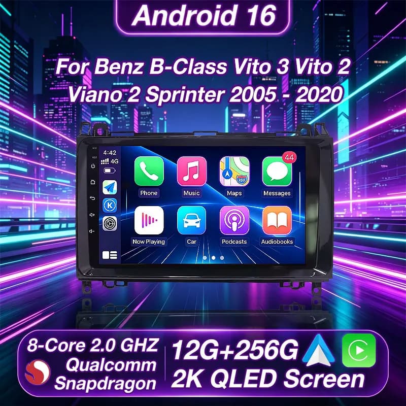 Per Mercedes-Benz Classe B T245 2005-2011 Vito 3 W447 2014-2020 Autoradio Android 16 Lettore Multimediale Video Navigazione Stereo