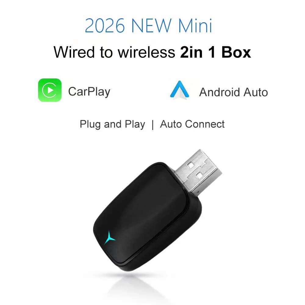 Adapter Wireless CarPlay Android Auto 2026 Mini Box, Smart Plug and Play Universal connection for Nissan