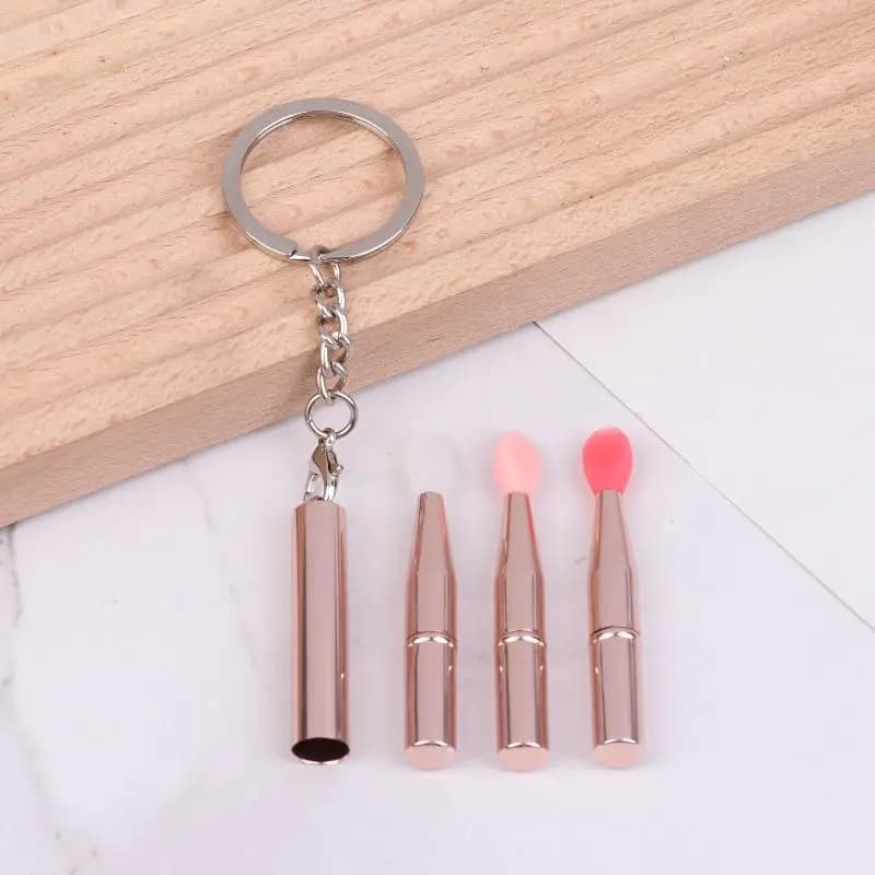 1 pcs portable multifunctional silicone lip brush with key chain lid anti-dust brush for lipstick brush for eye shadow
