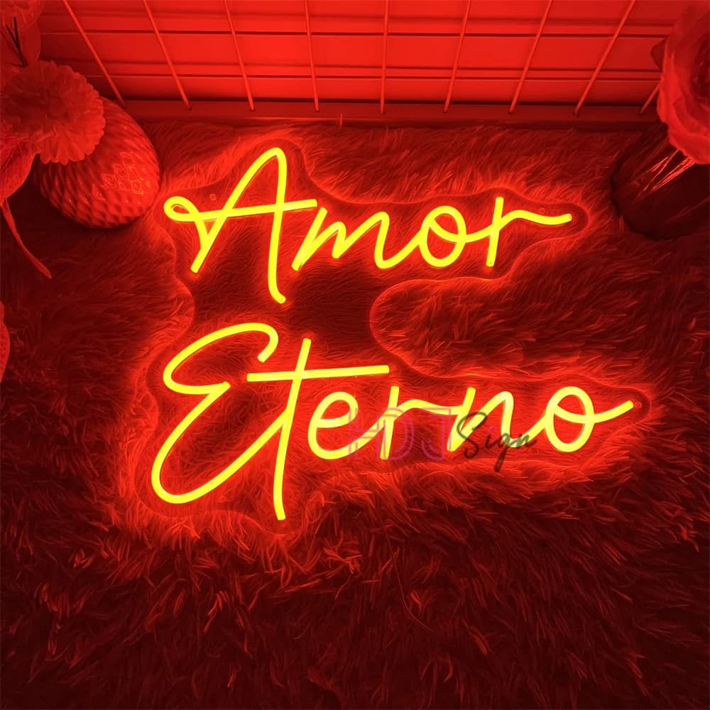 Amor Eterno Insegne al neon a LED Matrimonio Casa Arte Decorazione camera da letto Matrimonio spagnolo Luci al neon a LED USB Insegne per decorazioni murali per feste