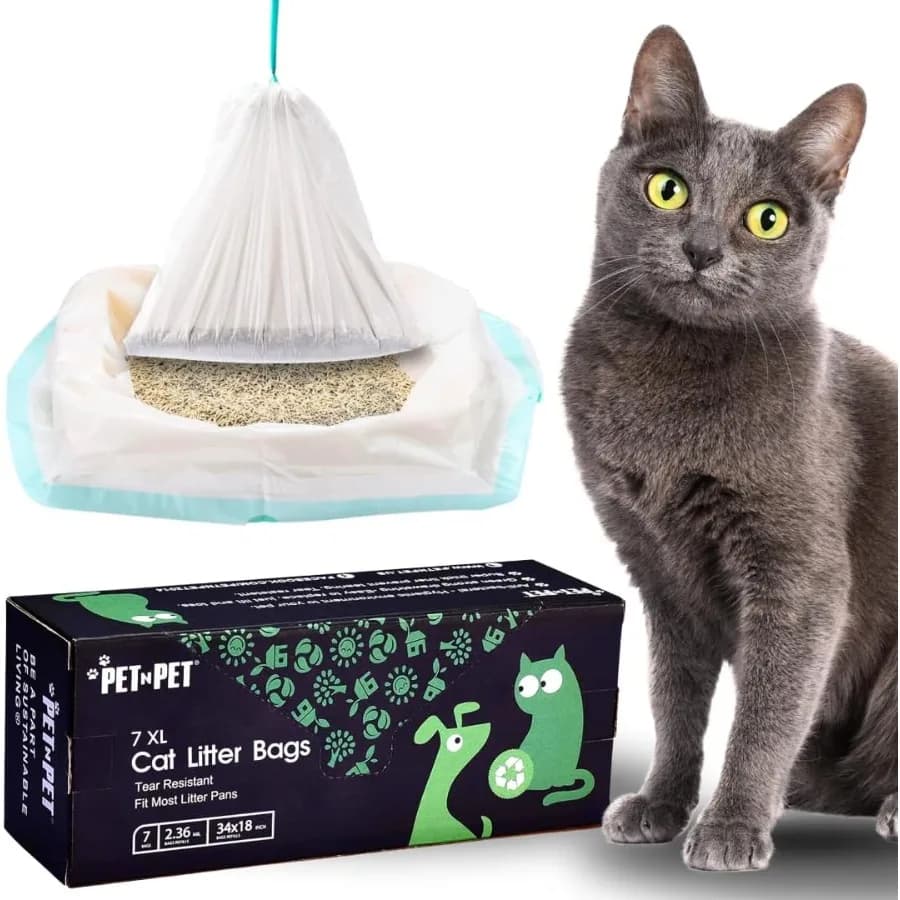 Fodere per lettiera extra large per gatti, 7 conteggi, resistenti e alle perdite, resistenti allo strappo, con coulisse, adatte alla maggior parte delle lettiere Strd