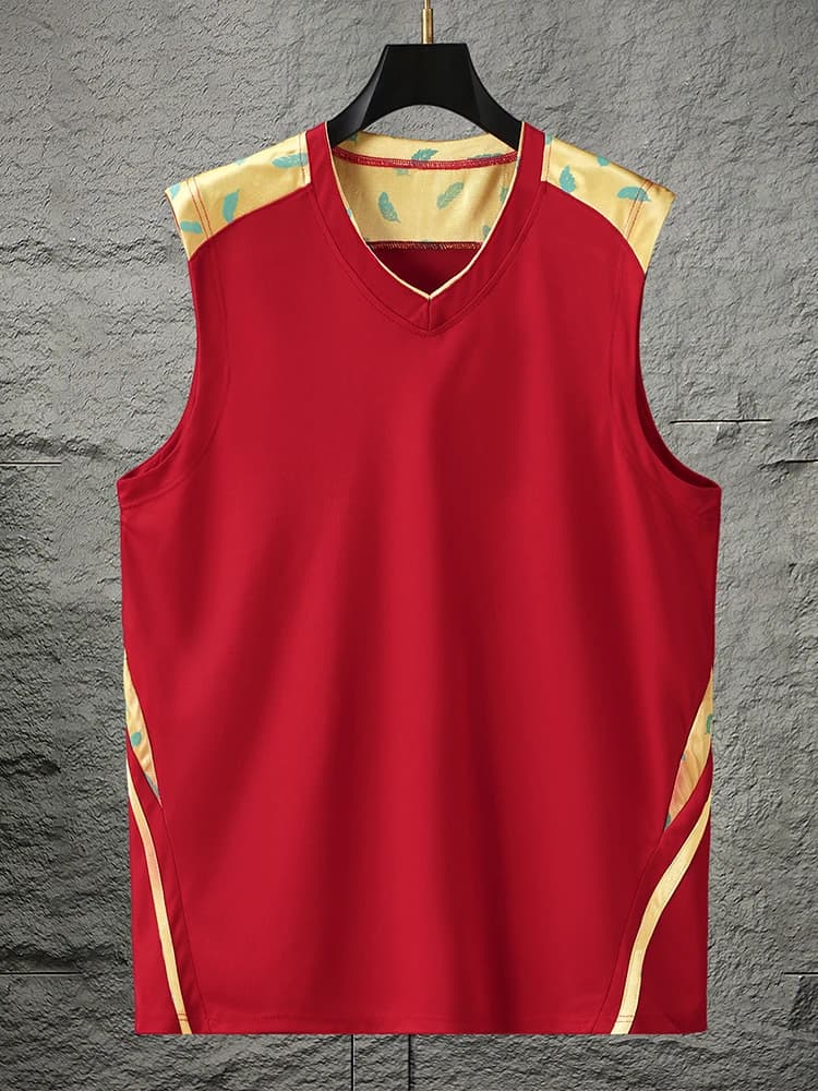 Completo sportivo estivo da uomo taglie forti ad asciugatura rapida, con canotta sottile e pantaloncini in poliestere traspirante, alla moda