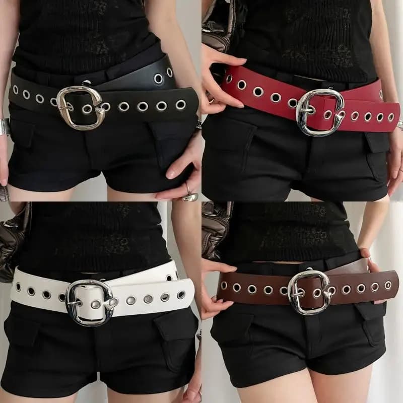 Cintura Larga in Pelle PU Stile Y2K Punk, Cintura Femminile Trendy e Personalizzata per Decorare Gonne e Jeans
