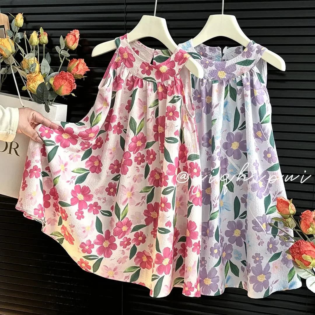 Abiti casual per ragazze Prendisole da principessa incantata - Abito floreale con scollo all'americana e gonna a tubino per ragazze, abito floreale con scollo all'americana