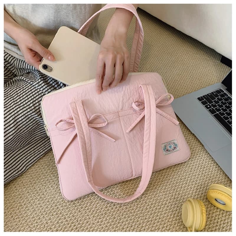 Custodia morbida per tablet con borsa a tracolla per laptop con grafica con fiocco carino da 14 pollici per MacBook Air 13 Pro Xiaomi Lenovo Dell Notebook
