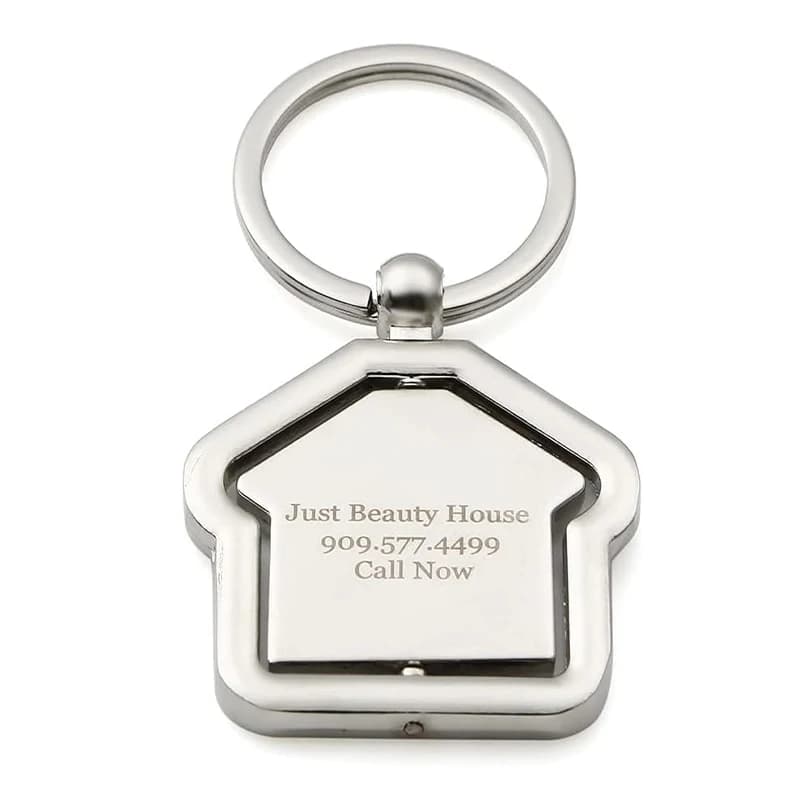 10pcs/lot Free Personalized Rotatable House Shape Keychain Custom Laser Engrave Logo Text Estate Agent Promotional Gift Souvenir