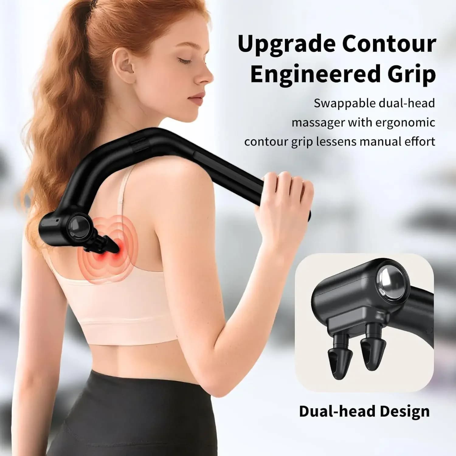 Double Head Portable Massage Gun with Stretchable Handle Stackable, Deep Muscular Massage, Portable Design