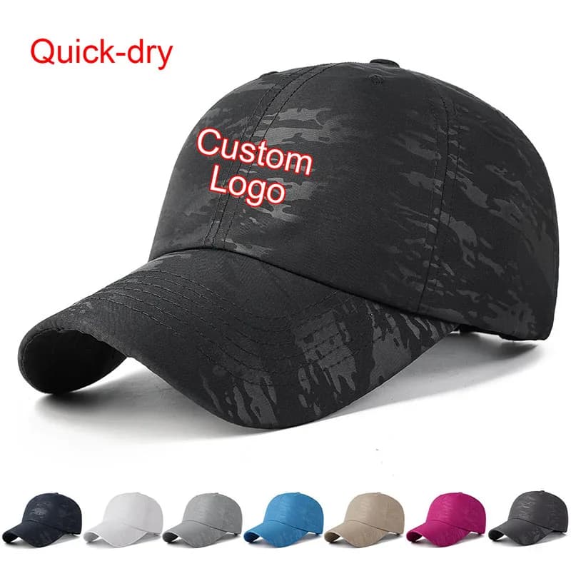 Cappello ad asciugatura rapida con logo personalizzato ricamato, berretto da baseball per adulti, cappello sportivo da uomo, cappello trucker da donna, regolabile, all'ingrosso