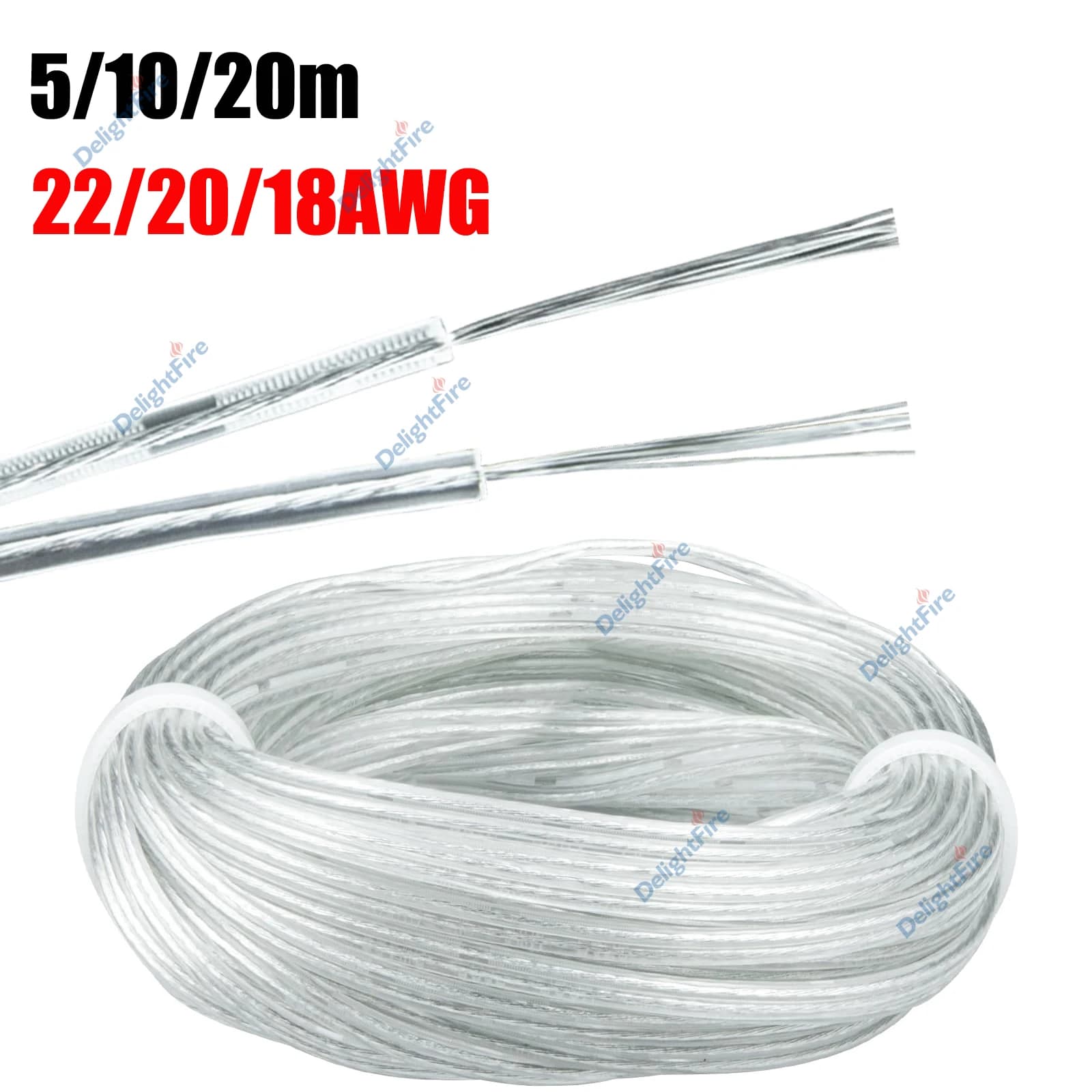 22 20 18 AWG Cavi elettrici flessibili a filo trasparente a 2 pin per cuffie con luce al neon a LED Sistema audio audio Microfono Auto