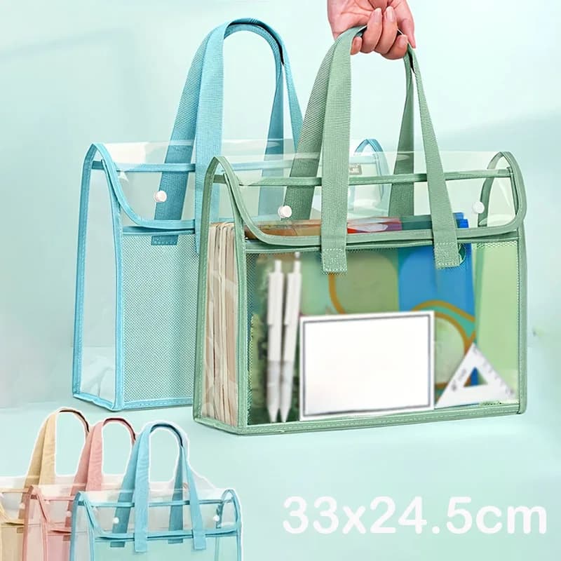 Borsa per Esami Trasparente in PVC di Grande Capacità, Impermeabile, Portatile, per Conservare Test e Materiale Scolastico delle Scuole Elementari