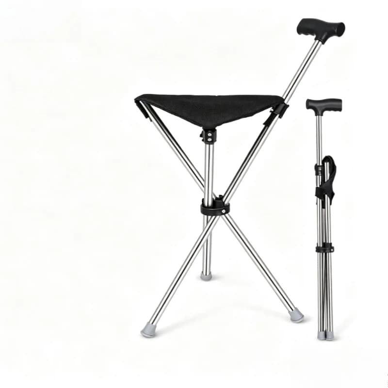 Stainless Steel Trekking Poles, Foldable with Seats, Multifunctional Canes, Non-slip, Sitting, Portable, Anti-drop, Outdoor Gear