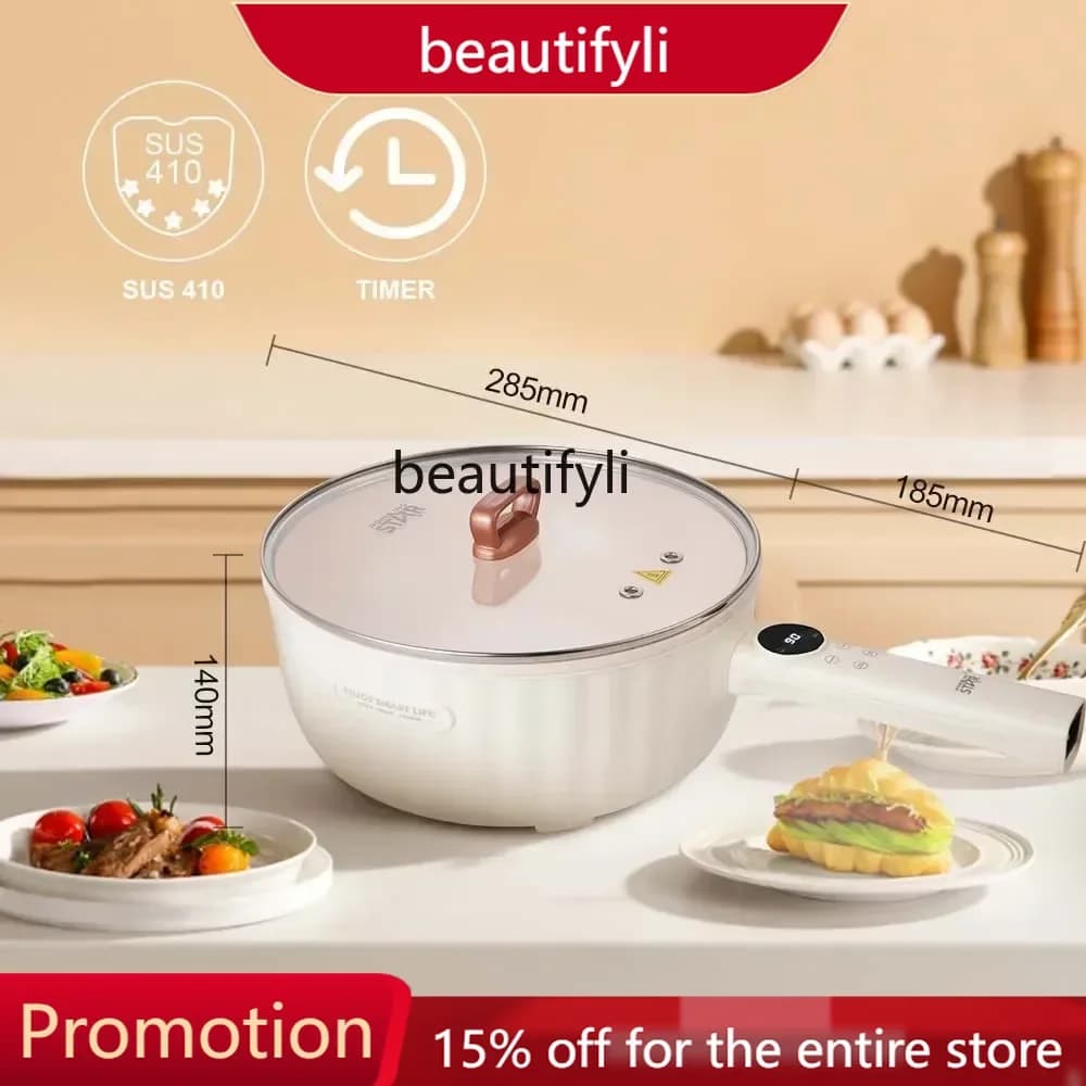 A61 lt Padella antiaderente multifunzionale per stufato di pentole calde per stir-fry domestico Maniglia in PP padella riscaldante elettrica