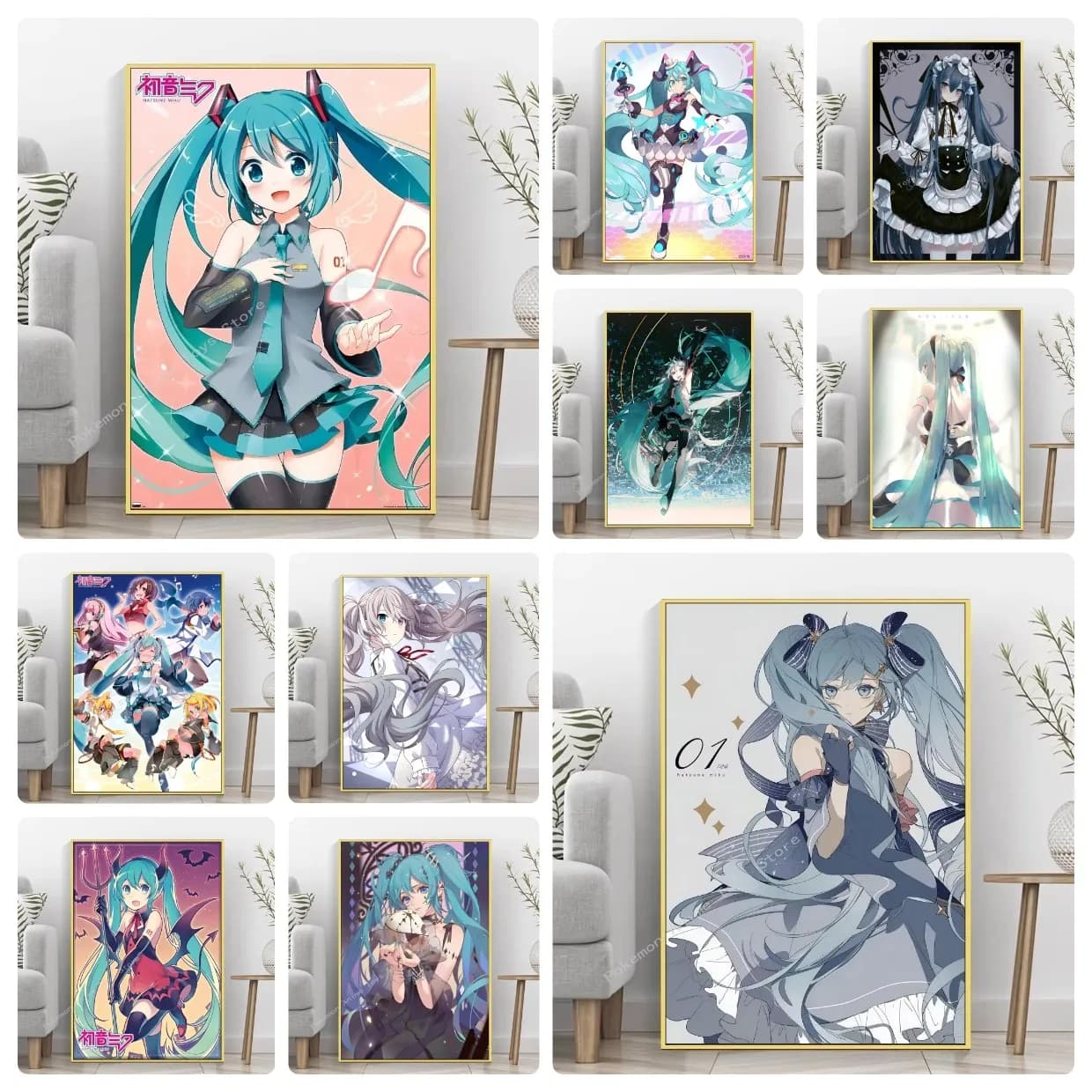Dipinto Diamantato Anime Hatsune Miku per Ragazze, Kit Completo con Diamanti, Mosaico, Punto Croce, Fai da Te, Decorazione Casa, Regalo