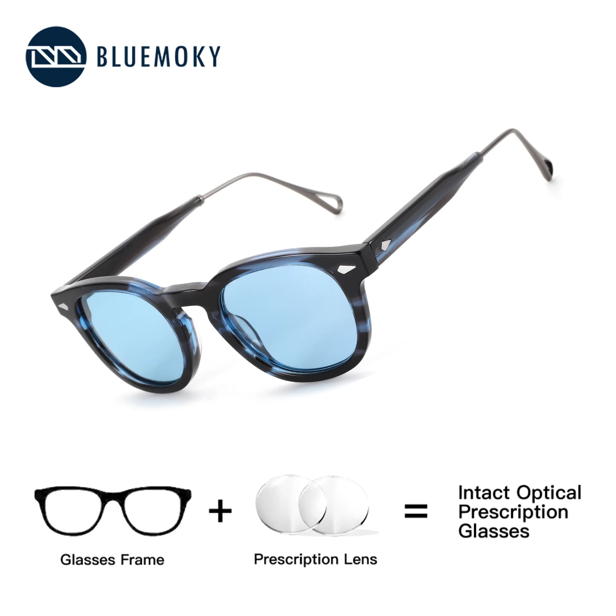 BLUEMOKY Square Handmade Acetate Polarized Prescription Sunglasses Women With UV400 Protection Optical Lenses with Recipe Female