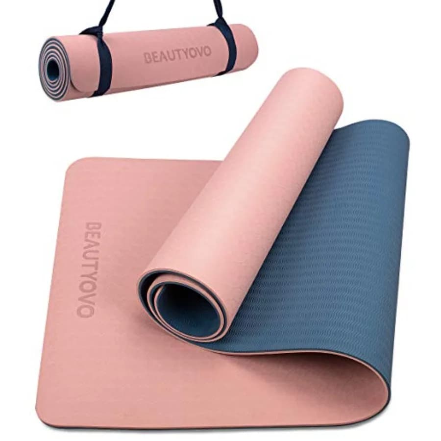 Tappetino da yoga con cinturino, tappetino da yoga extra spesso da 1/3 di pollice, antiscivolo su entrambi i lati, tappetini da yoga professionali in TPE per donne e uomini, tappetino per allenamento