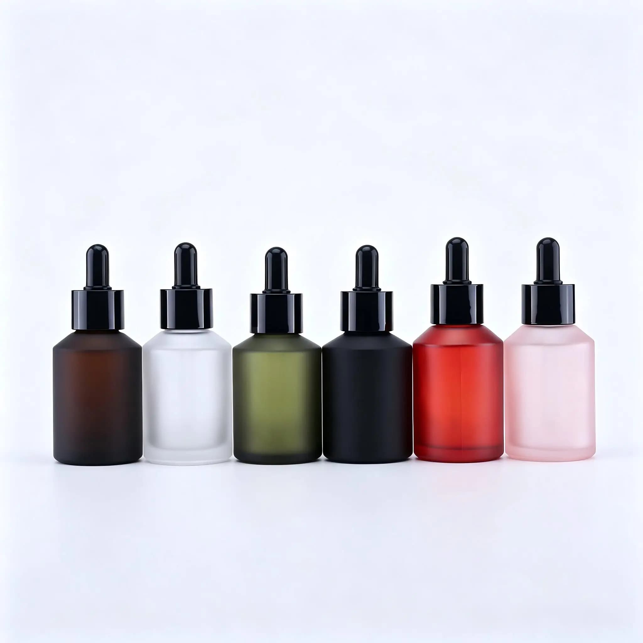 60ml Frosted Glass Dropper Bottles Empty Refillable Cosmetic Light-proof Glass Container for Essential Oil Skincare Packaging
