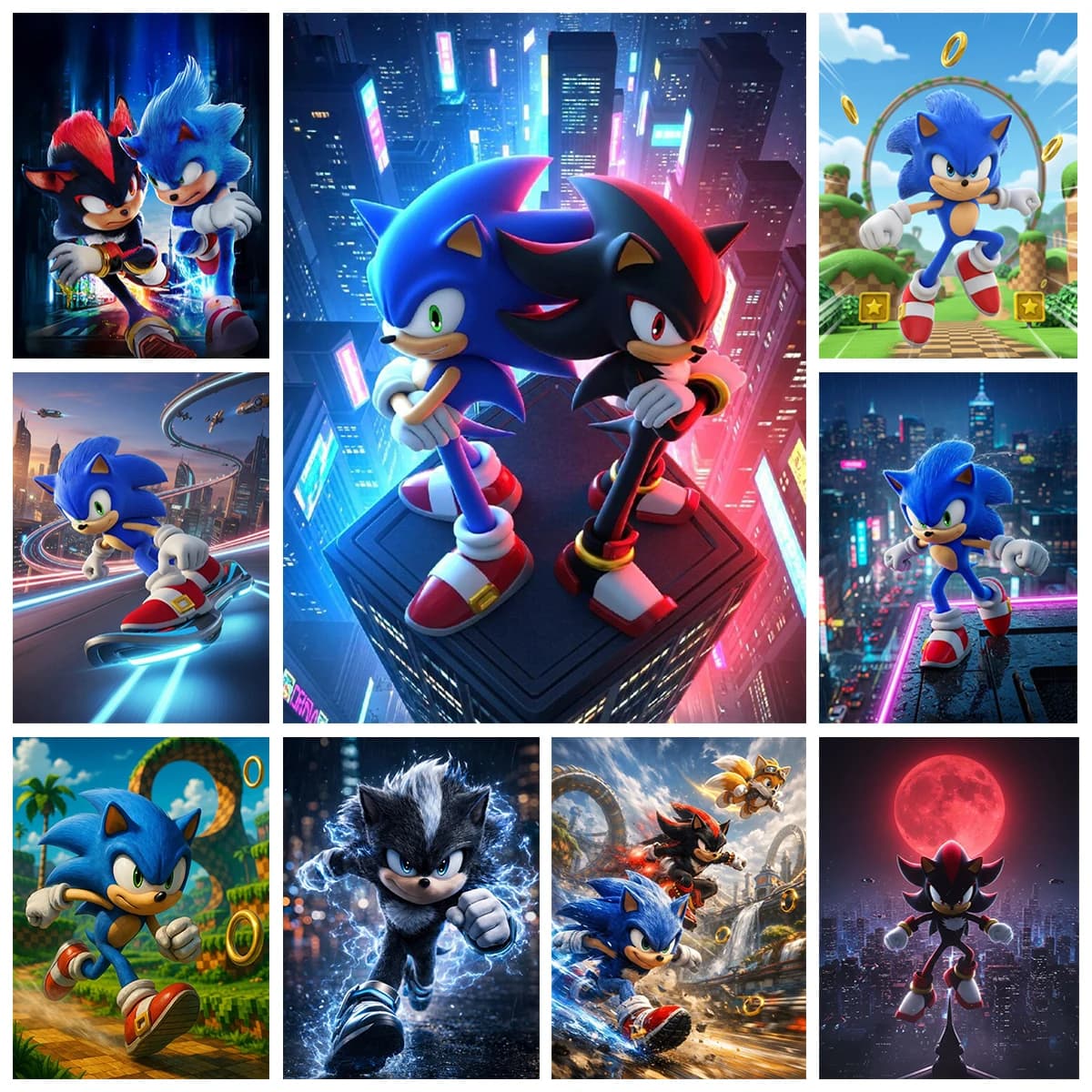 S-Sonic 5D Diamond Painting Cartoon Hedgehog DIY Diamond Embroidery Cross stitch Game Poster Home Wall Decor Gift
