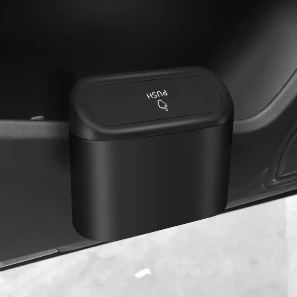 1 Pezzo Contenitore per Rifiuti Auto per Tesla Model Y Model 3 S X, Bidone Spazzatura da Appendere per Veicoli, Scatola Portaoggetti Nera Quadrata con Chiusura a Pressione