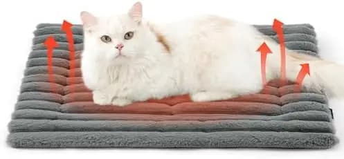 Cuccia Autoriscaldante Bedsure per Cani e Gatti – Tappetino in Pile Accogliente 60x45 cm, Antiscivolo, Lavabile, Grigio