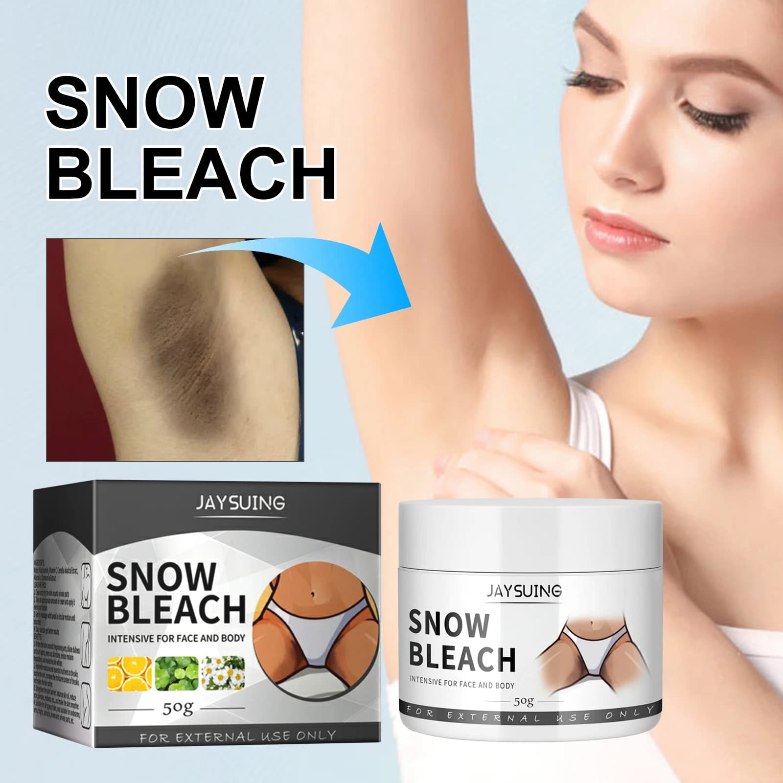 Jaysuing Crema Sbiancante Riparazione Ascelle Coscia Articolazione Nera Crema Schiarente Idratante e Idratante Pelle Scura
