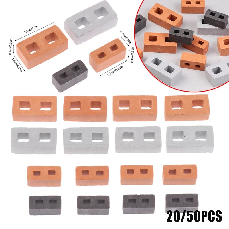 20/50PCS Blocchi in miniatura Cinder Modello 1/12 Casa delle bambole Micro Paesaggio Mini Mattoni di cemento Giocattolo Micro Scena Costruzione Puntelli