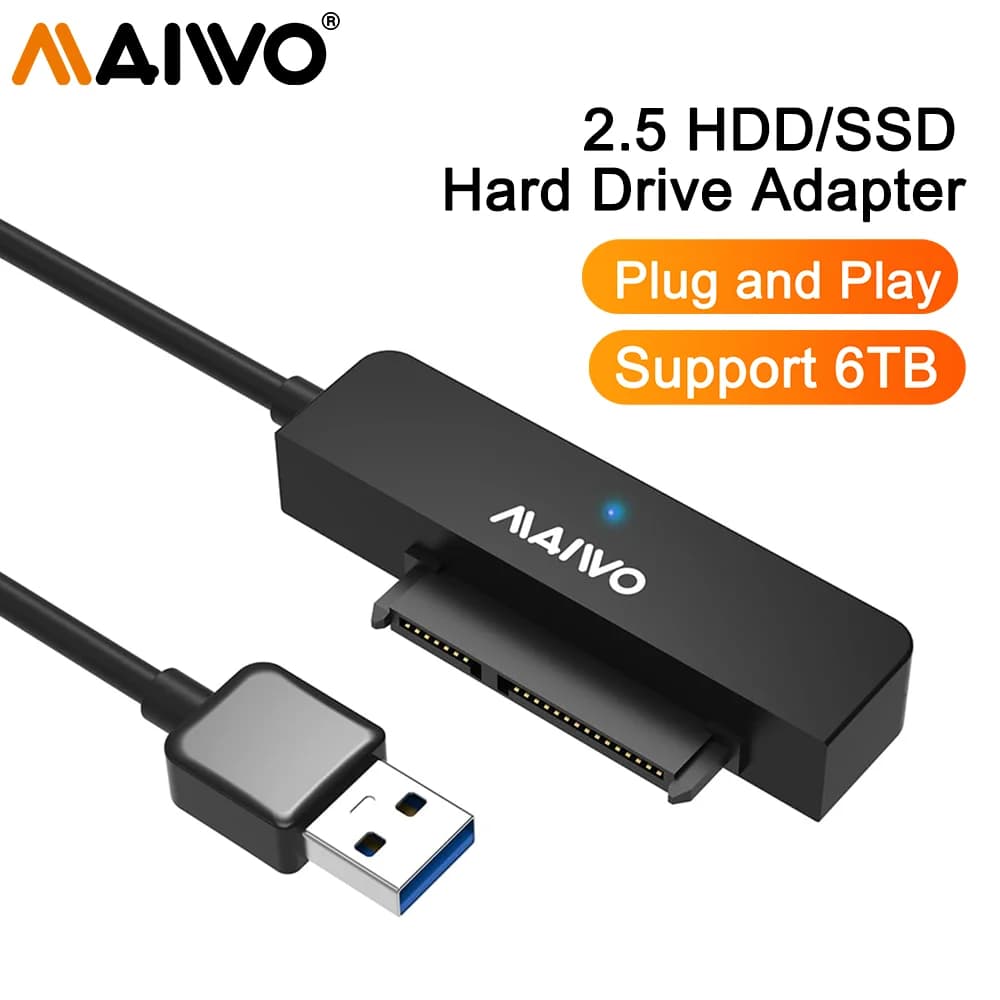 MAIWO USB 3.0 Custodia per archiviazione esterna HDD SSD da 2,5 pollici Scatola per disco rigido SATA 5Gbps per PC portatile Supporto Plug and Play 7-9.5mm