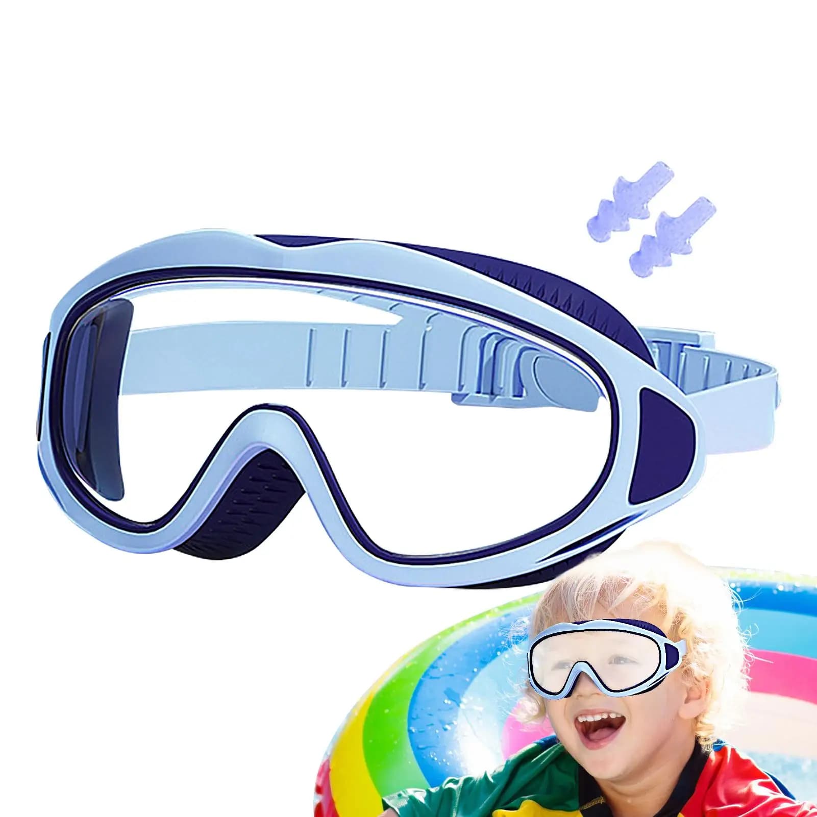 Children's Swimwear Sub Dumping Eyelets with Waterproof Ear Caps UV Protection Glasses for Boys Girls Learn Swimwear