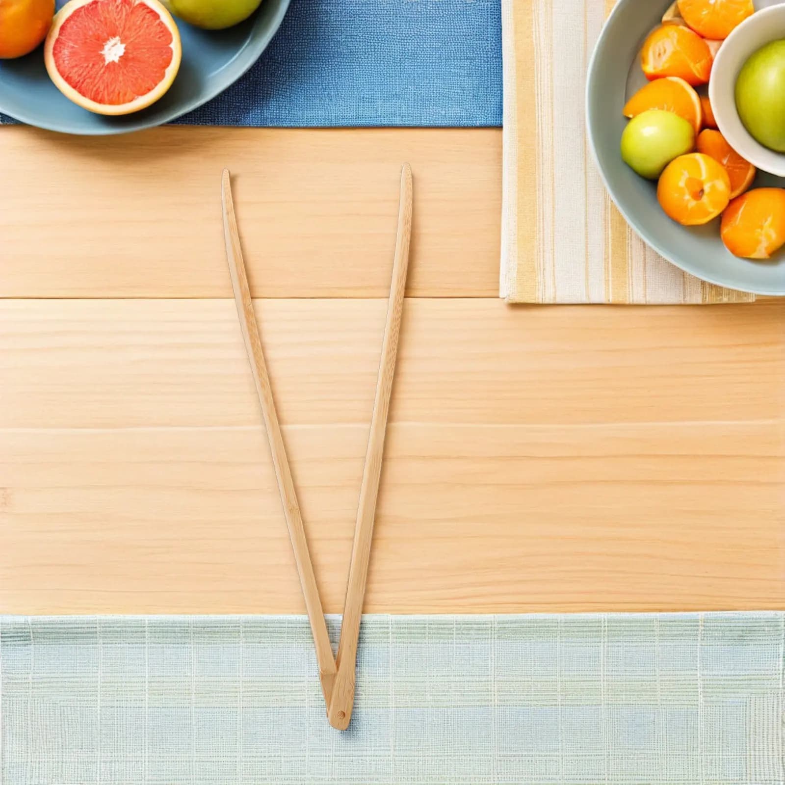 2Pcs Bamboo Toast Tongs Reusable No Paint Anti-Slip Design 12 Inch Kitchen Cooking Serving Clip for Air Fryer Bbq