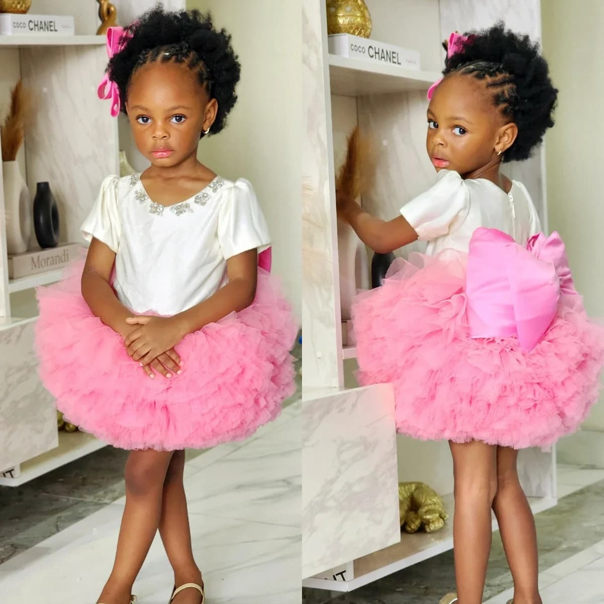 Simpatici abiti da ragazza di fiore rosa personalizzati mini lettiera per bambini che ballano abiti da tutu abito da compleanno per ragazze per matrimonio
