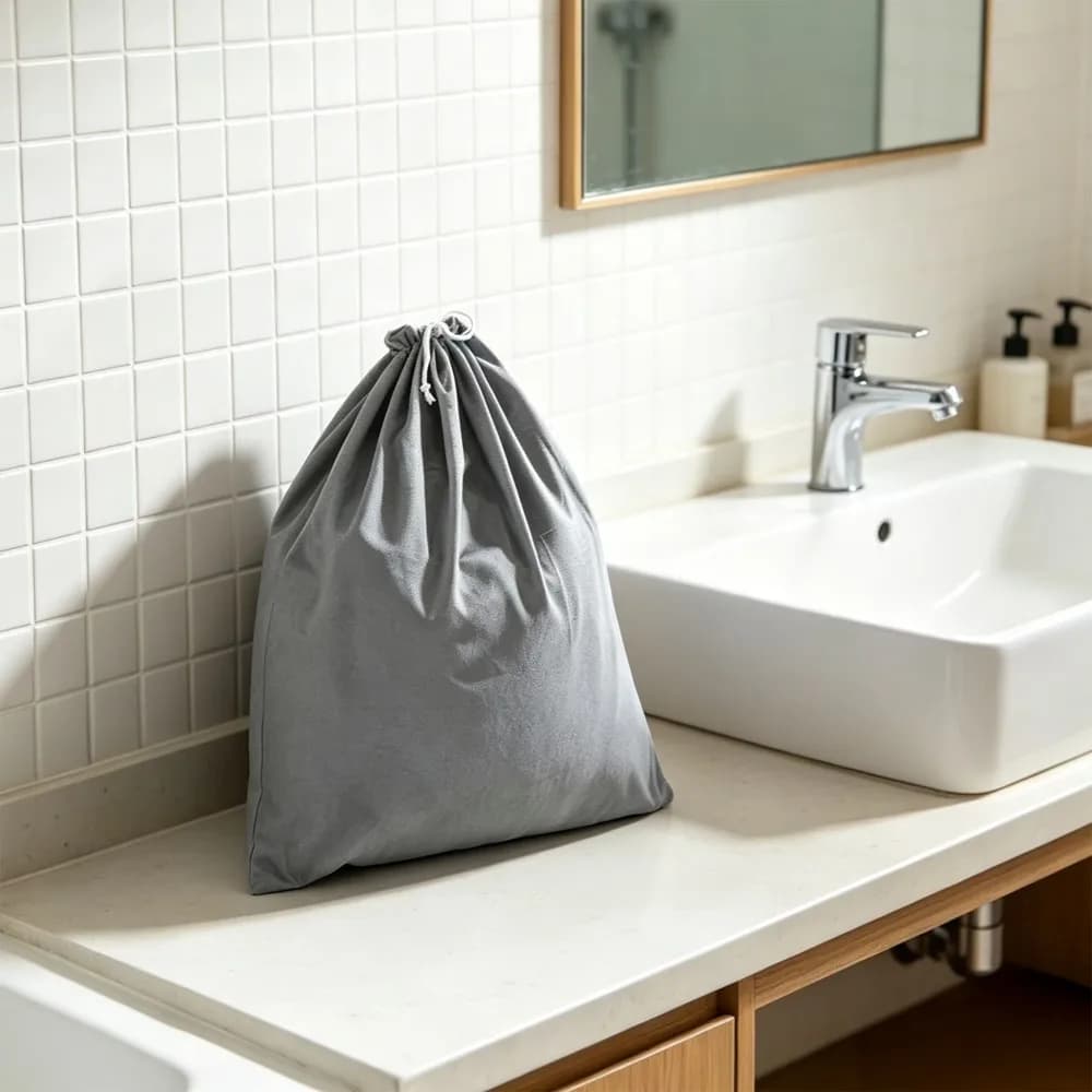 Best seller Durable Polyester and Cotton Laundry Bag with Drawstring for Clothing Storage and Travel Gray Laundry Sack